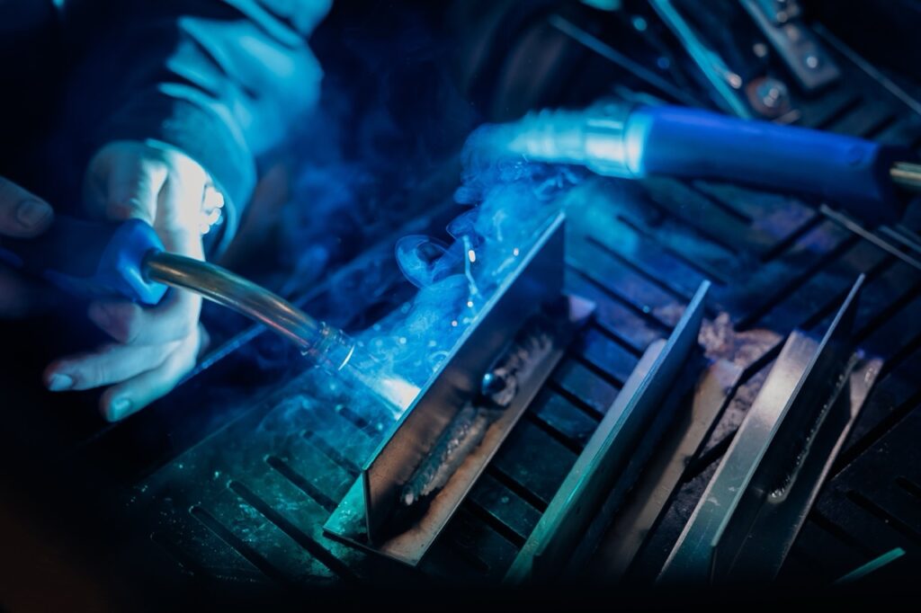 Welder welding materials